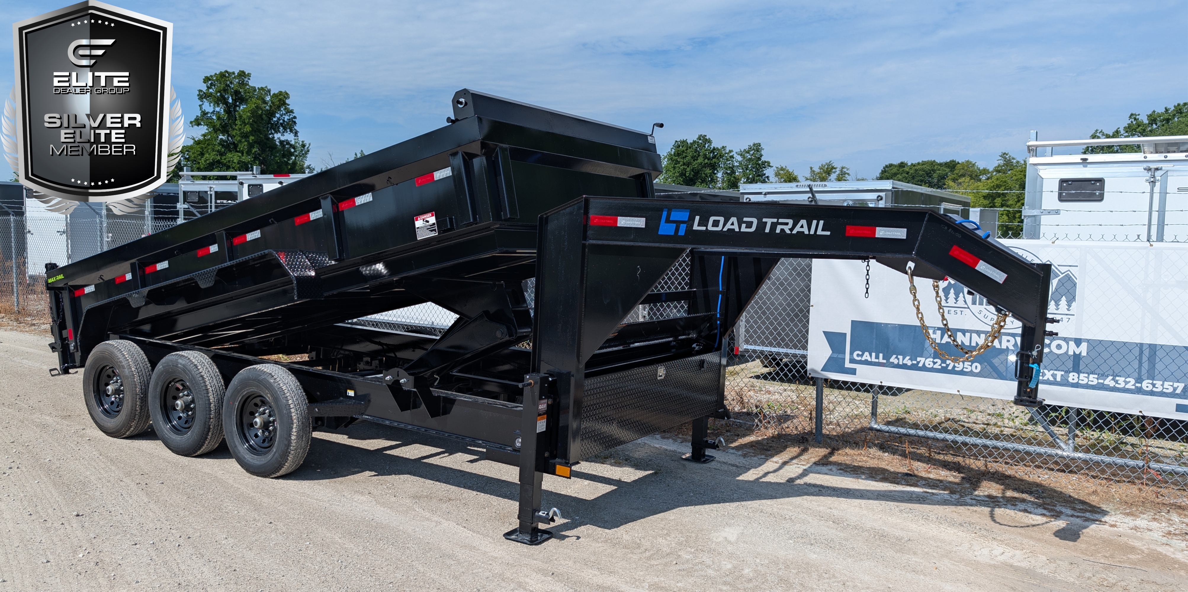 Load Trail 83 X 16 Triple Axle 21,000 Lb Gooseneck Low profile Dump Trailer with Scissor Lift and 7 Gauge Floor